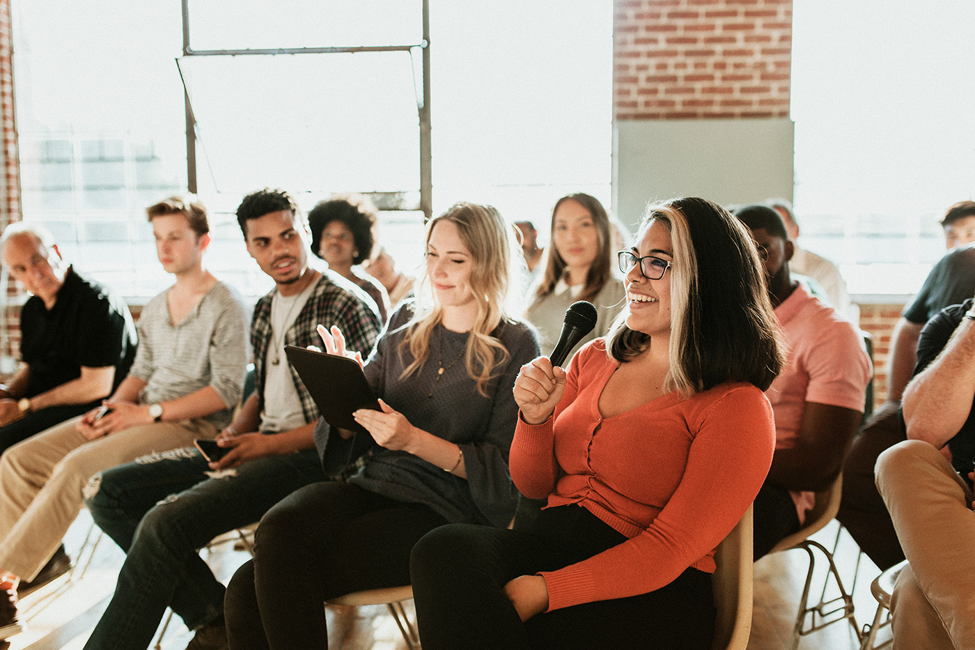 Room full of people.